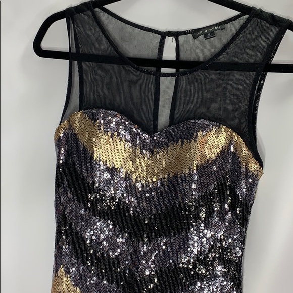 “As U Wish” Sequin Dress Black/Silver/Gold. - Picture 3 of 7